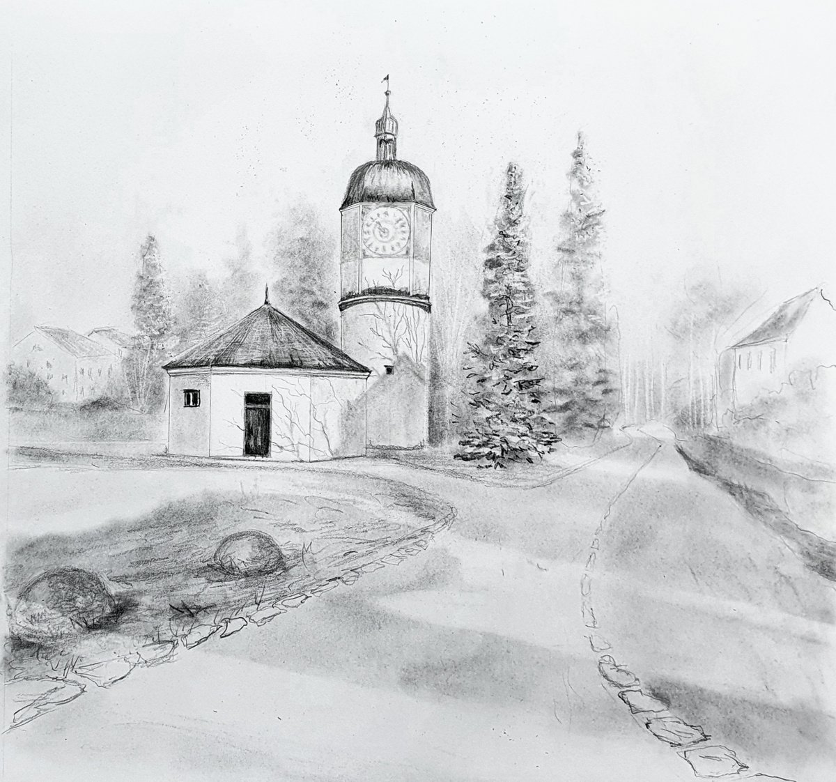 Burghausen. Sketch by Yulia Schuster