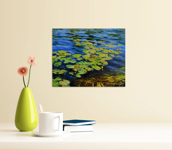 Water lilies on the waves