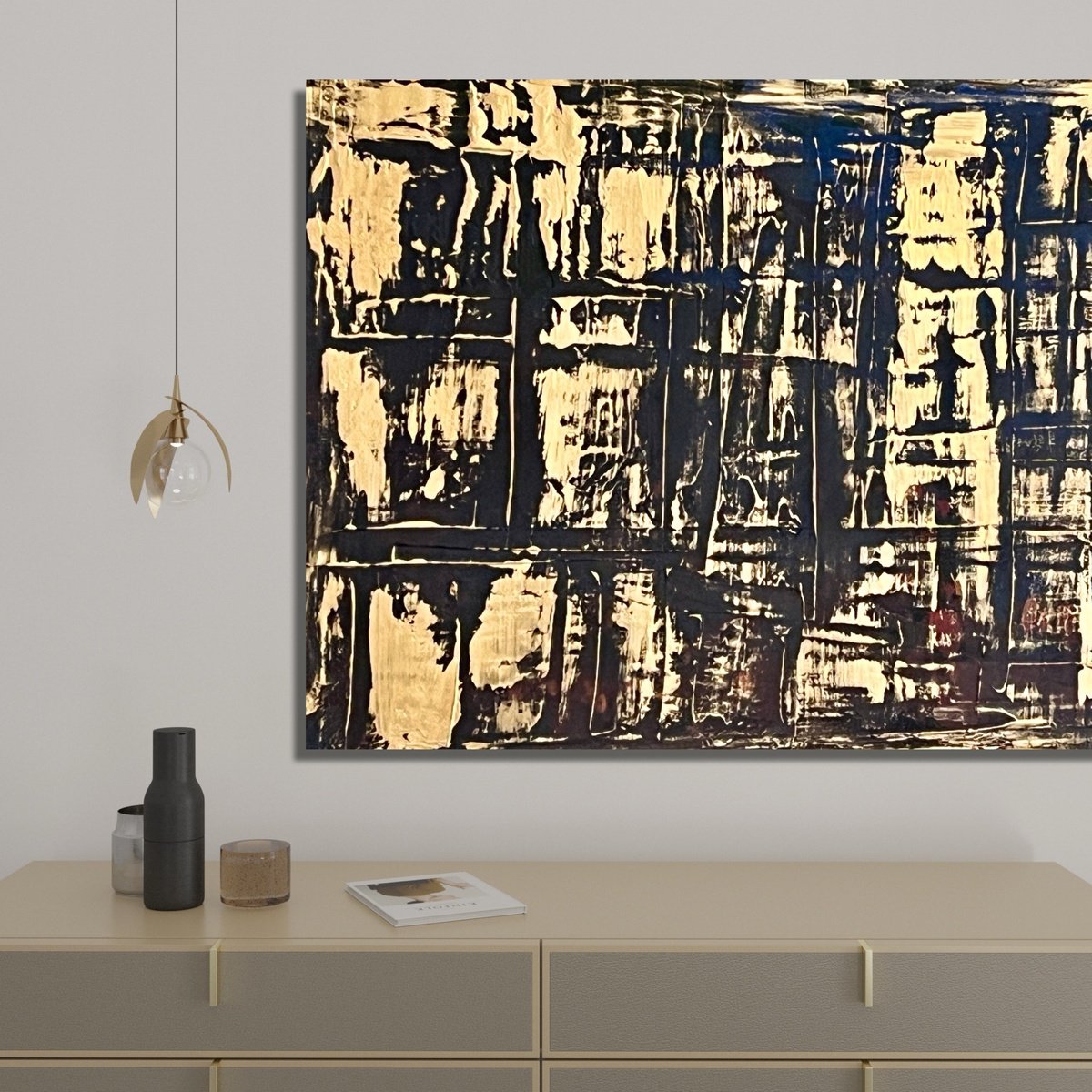Abstract Acrylic Painting By Exclusive Arts, 47 X 31, Gold Leaf 120X80X2, Original Artwork