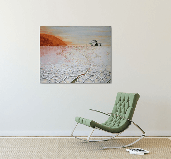 Salt desert watchers in the setting sun