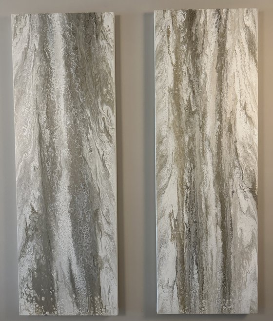 Voile — Neutral Abstract Diptych