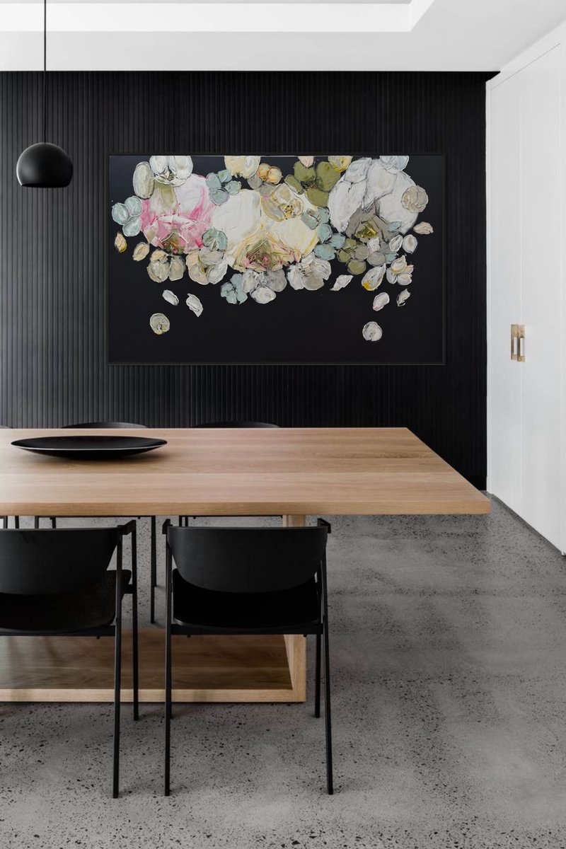 Impressionistic Botanical Acrylic Painting By Tetiana Hutsul, 61 X 37", Love Is Real/ Floral Art, Original Artwork