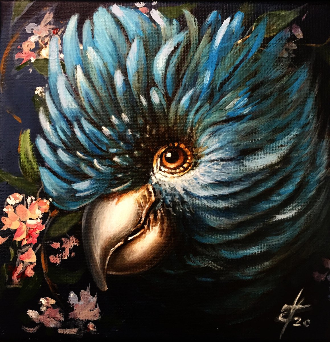 Blue - original painting 20 x 20 cm by Valentina Toma