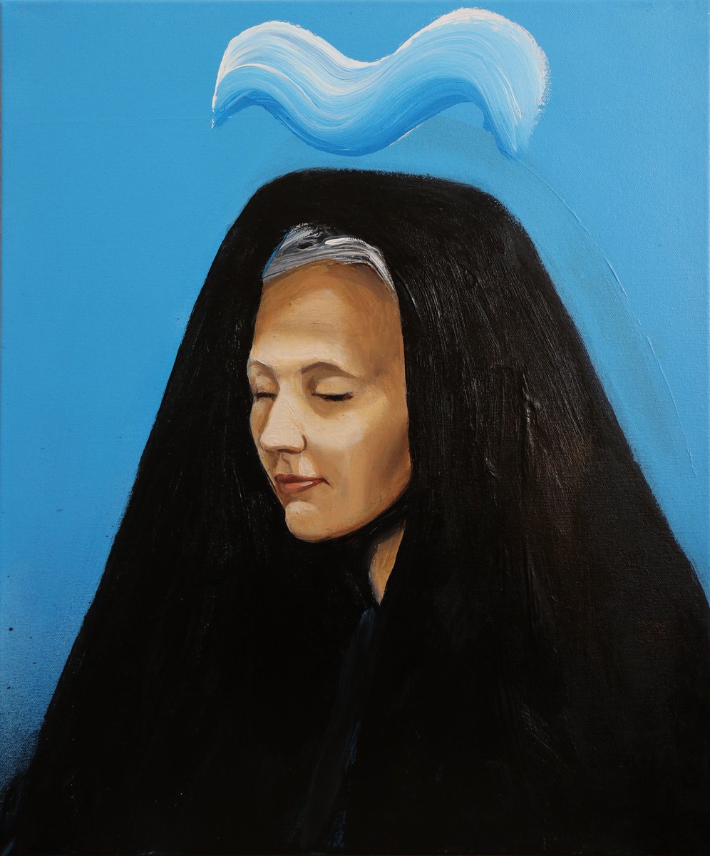 Illustrative Portrait Oil Painting By Anzhelika Klimina, 20 X 24, Prayer, Original Artwork