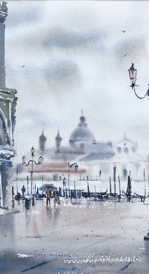 Rain in St. Mark's Square, Venice by Eugenia Gorbacheva