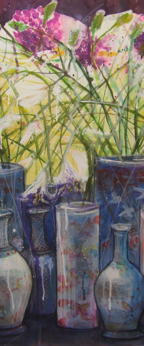 Hydrangeas and Chinese Vases by Violeta Damjanovic-Behrendt