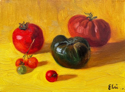 Still life with tomatoes by Elina Arbidane