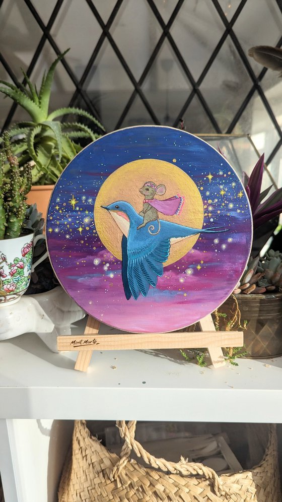 Whimsical Fairytale Painting, Thumbelina & The Swallow