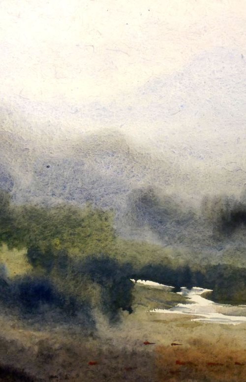 Beauty of Himalaya Landscape -Watercolor on Paper by Samiran Sarkar