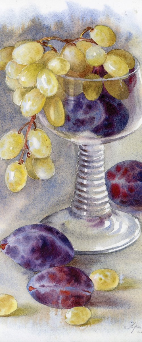 Plums and grapes by Yulia Krasnov