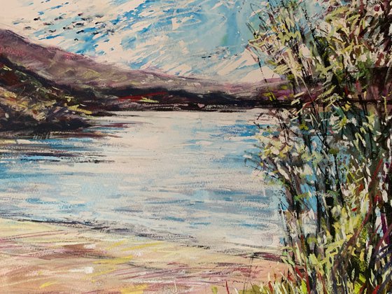 Geese Over Sparkling Waters