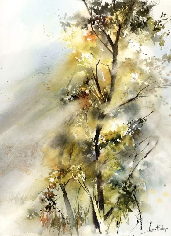 Light through the tree Watercolor Painting