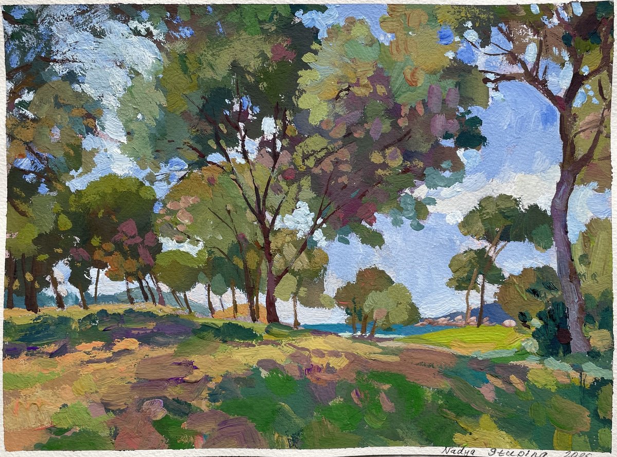 Impressionistic Painting , Trees Of Santa Ponsa By Nadezda Stupina, 12 X 9, Artwork For Sale On Artfinder