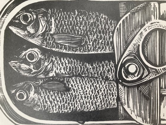 Tin of Sardines Linocut