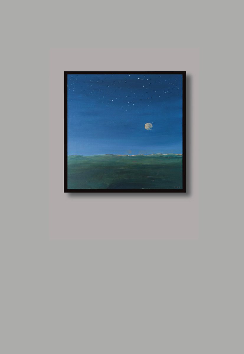 Oil Painting , Landscape Unnamed Oil Night Sky Nature By Alena Kuschnereit, 12 X 12, Artwork For Sale On Artfinder
