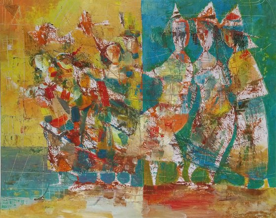 Dance(55x45cm, mixed-media painting, paper)