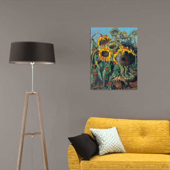 Sunflowers and Ladybugs