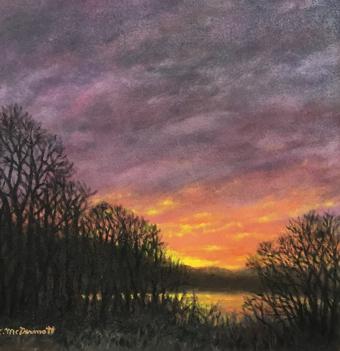 NEW DAY DAWNING # 2 - oil 10X10 canvas by Kathleen McDermott