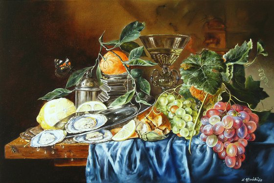 Still Life with Mandarin and Oysters