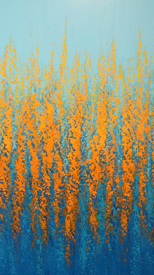 Blue Orange Flowers by Suzanne Vaughan
