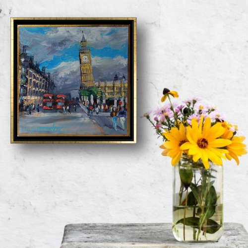 LONDON'S BIG BEN - Small Oil Painting on Panel by Ion Sheremet
