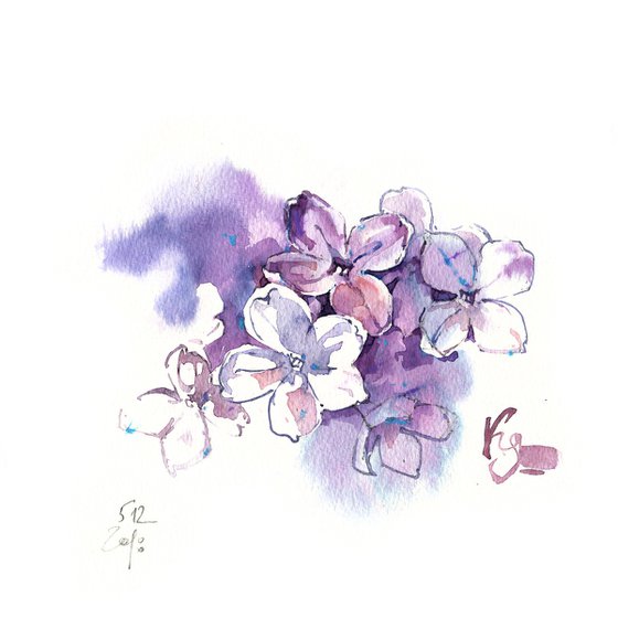 Original watercolor painting "Thousand Shades of Lilac Flowers"