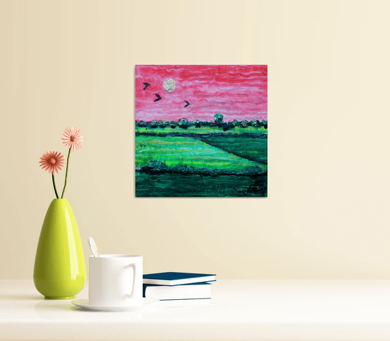 Strawberry Skies III (small 20 cm x 20 cm)