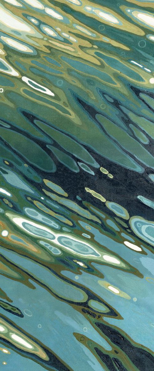 Desert Oasis, Reflections of a puddle in Santa Fe with liner and frame 36 x 48" by Margaret Juul