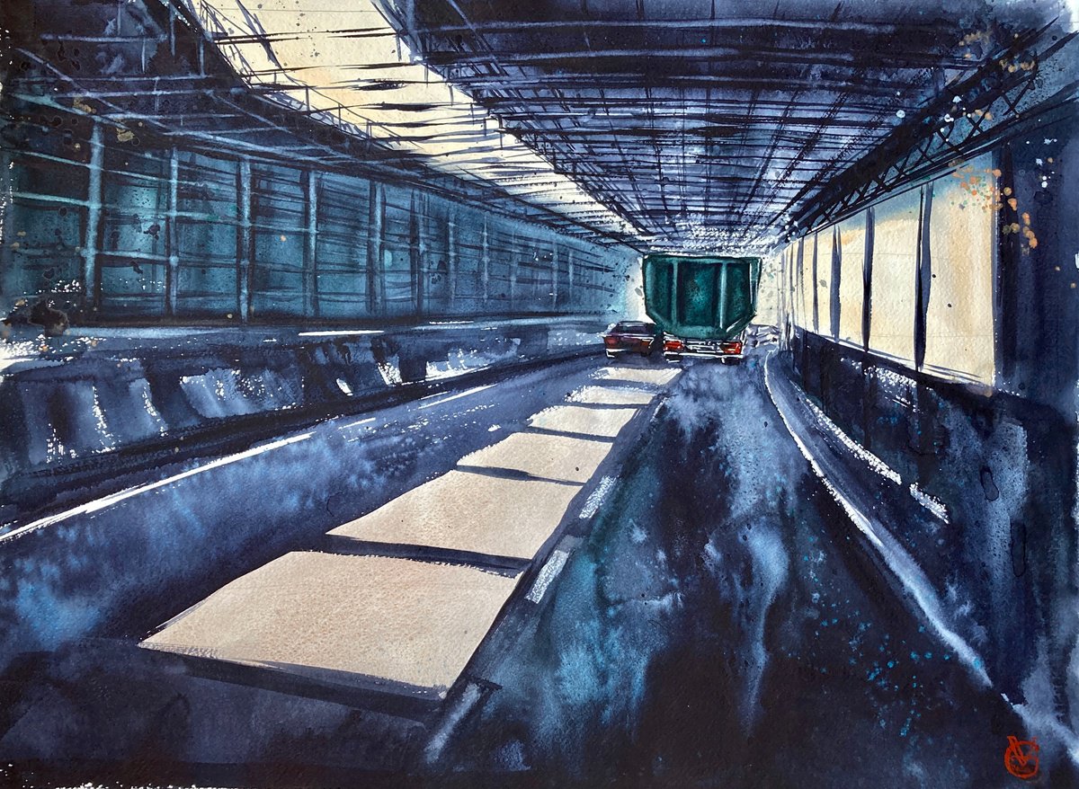 Impressionistic Cityscapes Watercolour By Valeria Golovenkina, 30 X 22", Way To Rome, Original Artwork