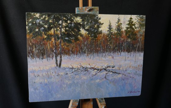 January Evening - winter landscape painting