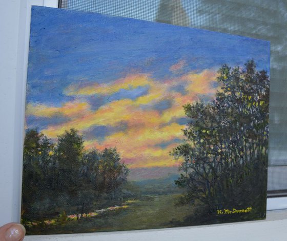 Peaceful Evening Sky - oil 8X10 canvas