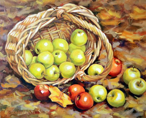 Basket and apples by Irina Ushakova