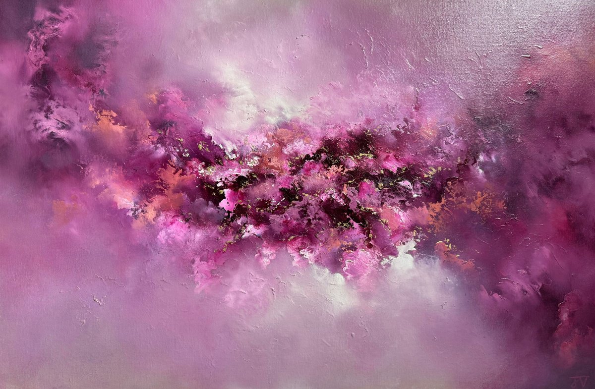 Organic Abstract Oil Painting By Jaimie Volkaerts, 30 X 20, Through Flowers We Walk, Original Artwork