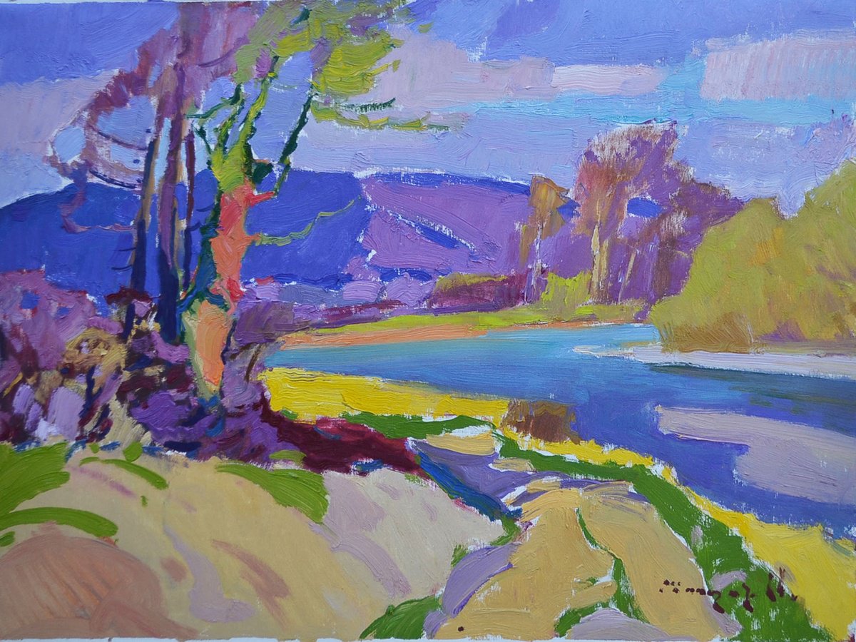 Impressionistic Landscape Oil Painting By Alexander Shandor, 25 X 19, The Long-Awaited Spring, Original Artwork