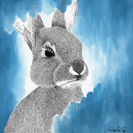 The Dreamy Blue Bunny Painting on Canvas