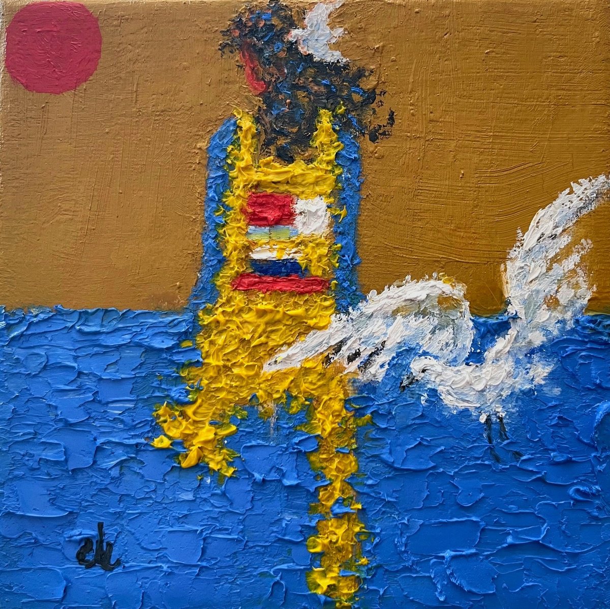 Abstract Portrait Oil Painting By Cristina Mihailescu, 6 X 6, Dreams Come True..# 20, Original Artwork