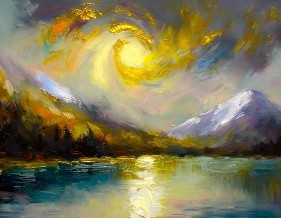 Golden Sonata Oil Abstract Seascape