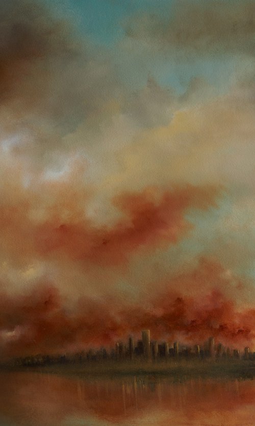 New York Skyline Sunset by Rolf Marriott