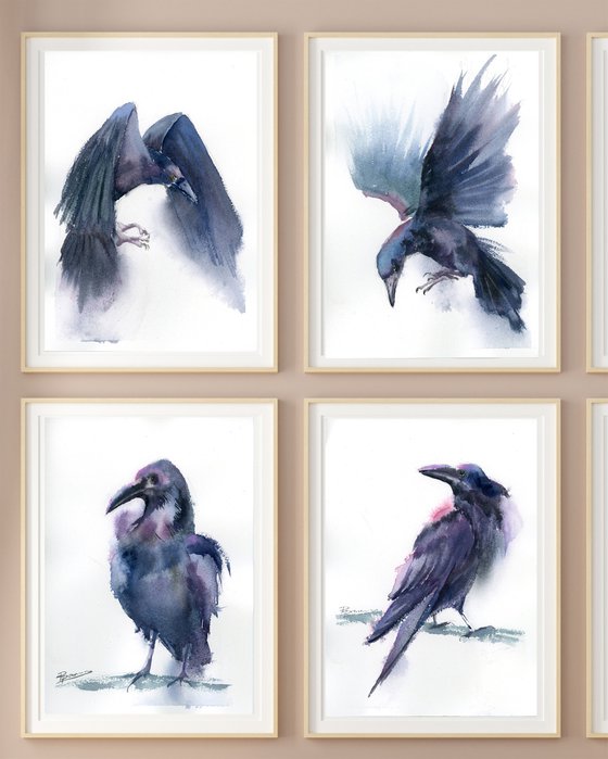 Set of 4 crows