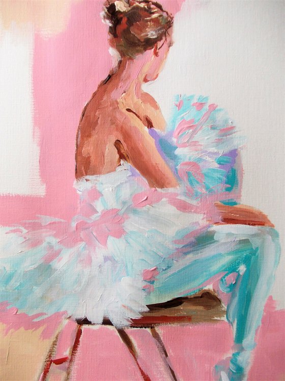 Resting Moment - Ballerina  Acrylic Painting on Paper