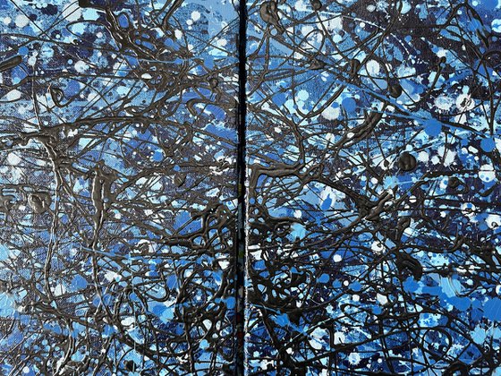 Blue to the Moon - Triptych  - Tribute a J.Pollock by Juan Jose Garay