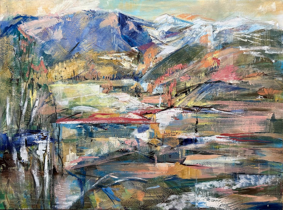 Landscape with mountain lake by Irina Shmeleva