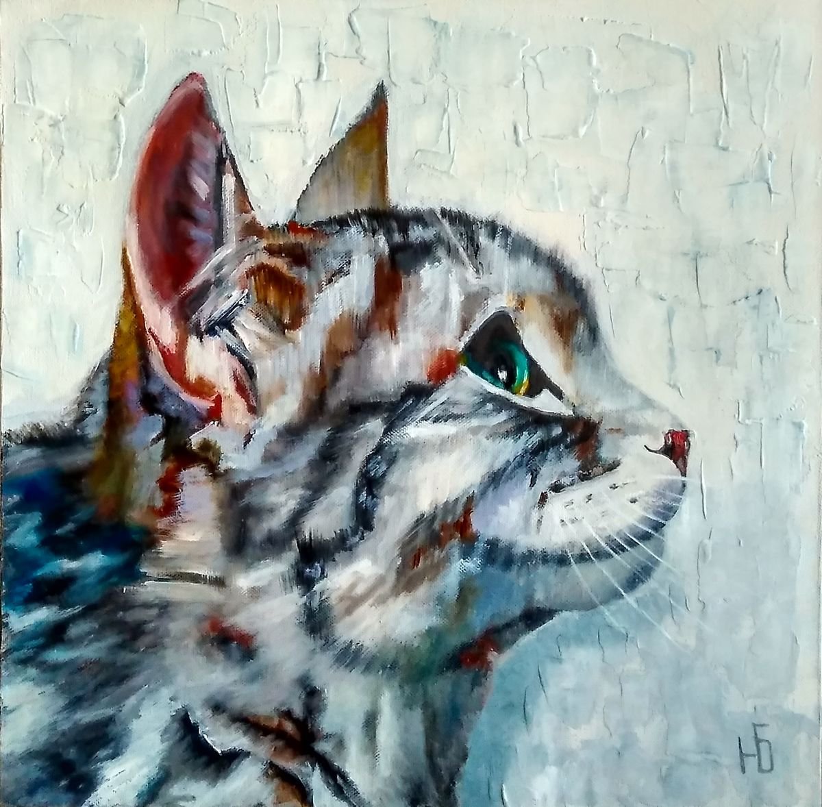 Cat, 40x40, ready to hang. by Yulia Berseneva