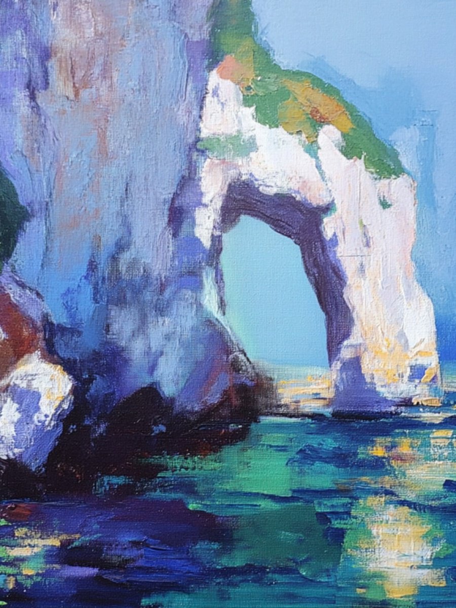 Impressionistic Landscape Print By Elena Avanesova, 24 X 31, Cliffs Of Dover, Original Artwork
