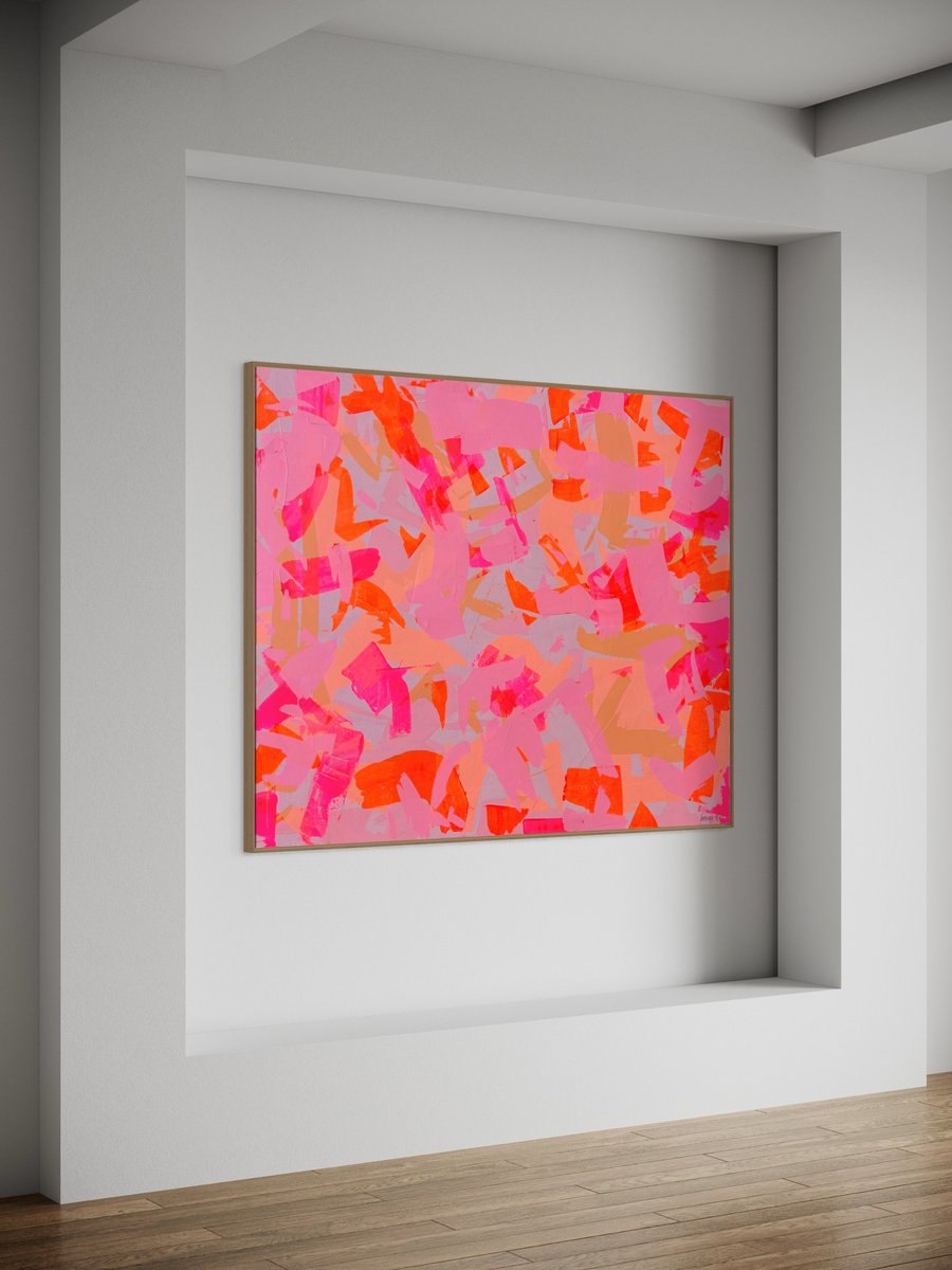 Abstract Acrylic Painting By George Hall, 60 X 48, Neon Perception, Original Artwork