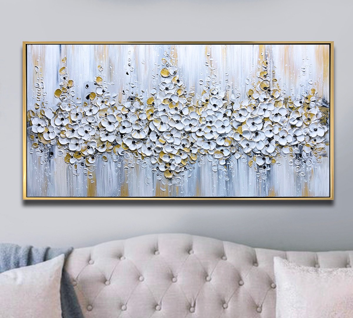 Abstract Acrylic Painting By Lana Guise, 49 X 25", Full Bloom, Original Artwork