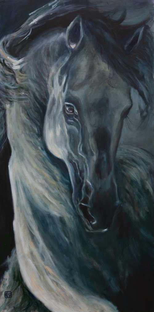 Smoke Horse oil painting by Liudmila Pisliakova