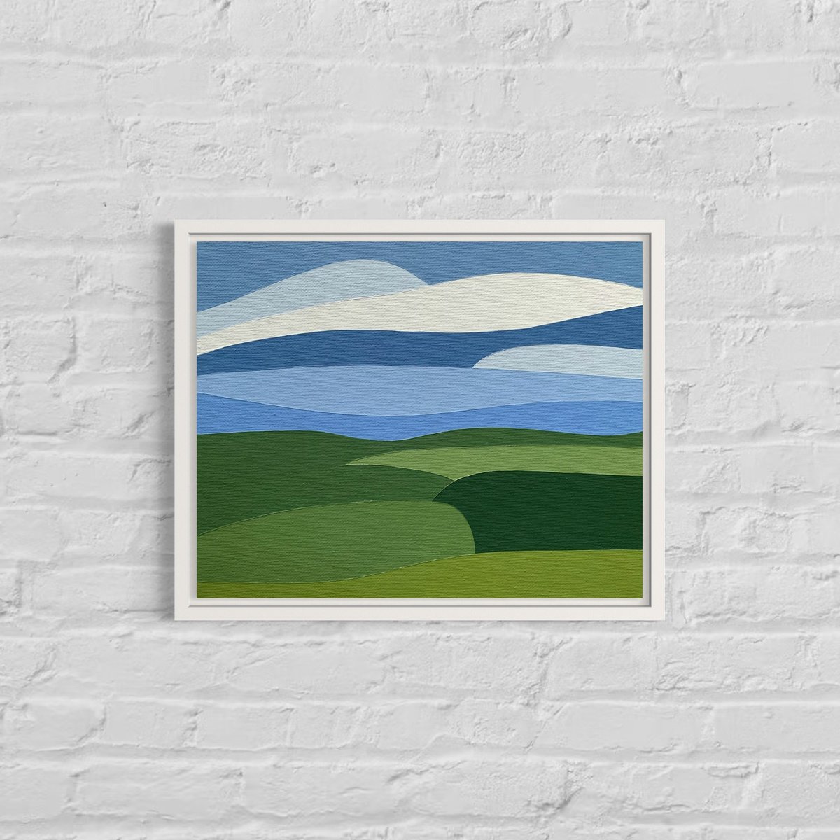 Abstract Landscape Acrylic Painting By Zoe Hattersley, 12 X 10", Over The Fields, Original Artwork
