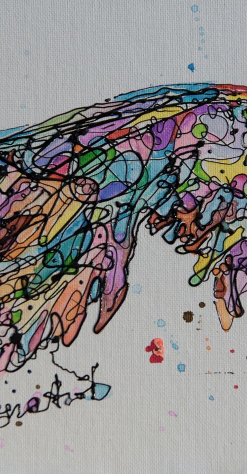 Colorful Bird in Flight by Lena Owens at OLena Art