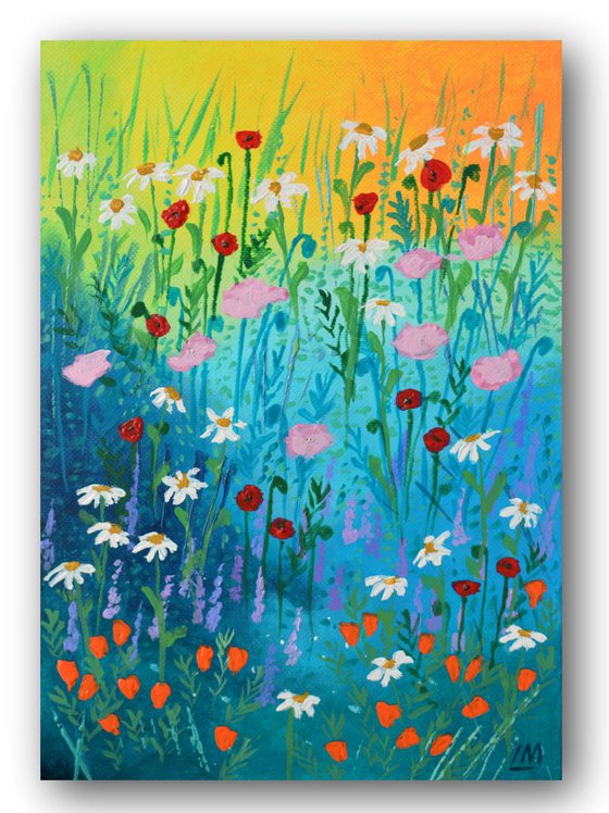 Mini Meadow 7 - poppies and daisies
